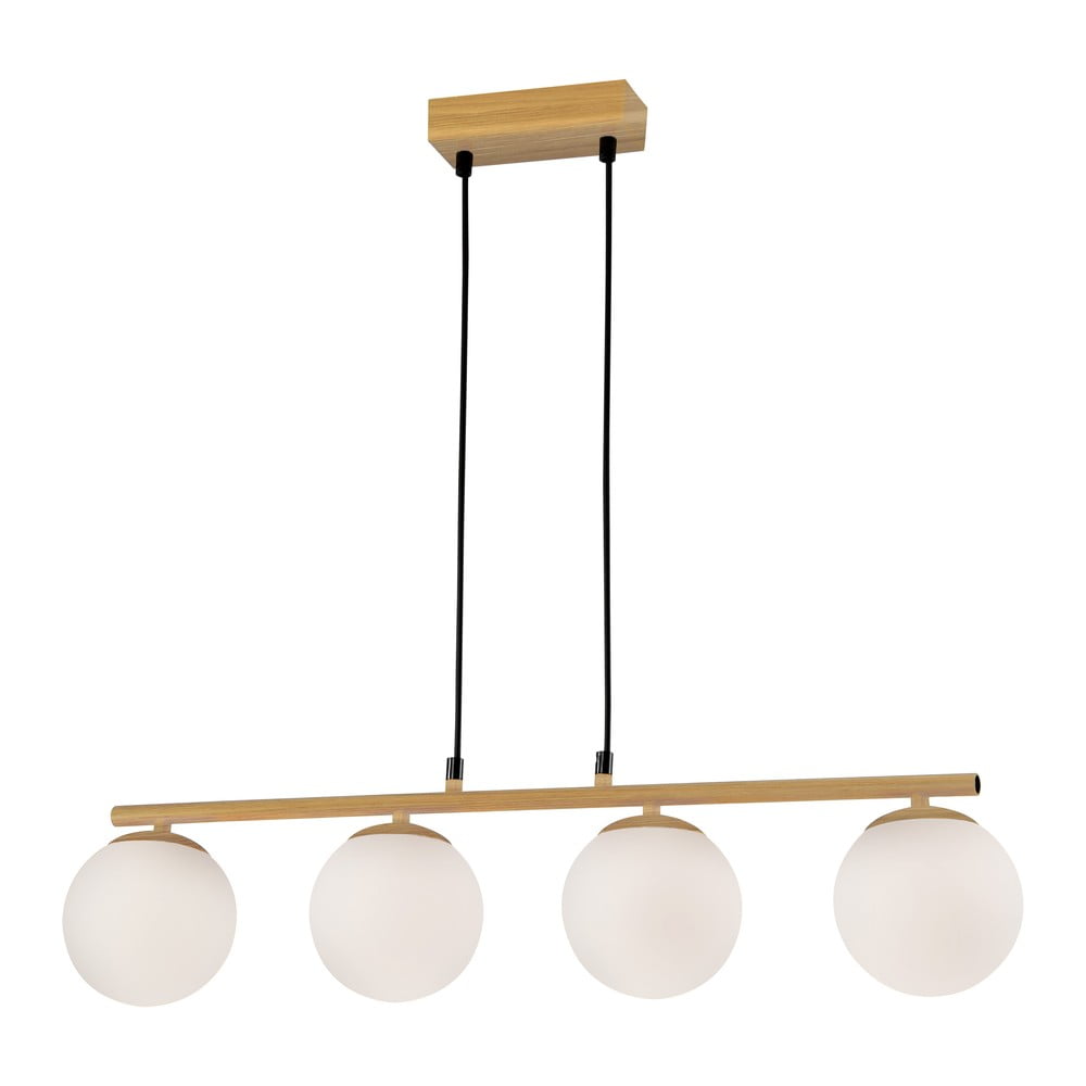 Lustră albă/în culoare naturală cu abajur din sticlă Carrine – Candellux Lighting