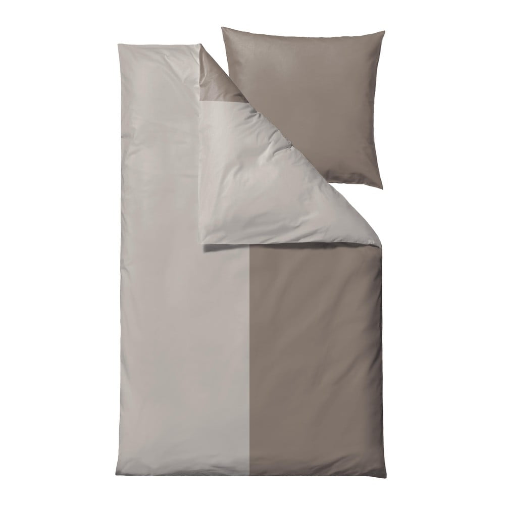 Lenjerie de pat maro/bej din bumbac organic pentru pat de o persoană 135×200 cm Touch – Södahl 135x200 imagine noua somnexpo.ro