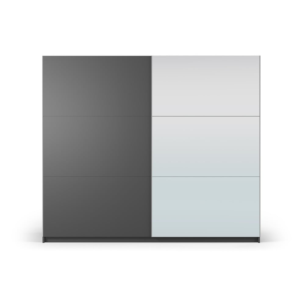  Dulap gri închis cu oglindă și uși glisante 250x215 cm Lisburn - Cosmopolitan Design 