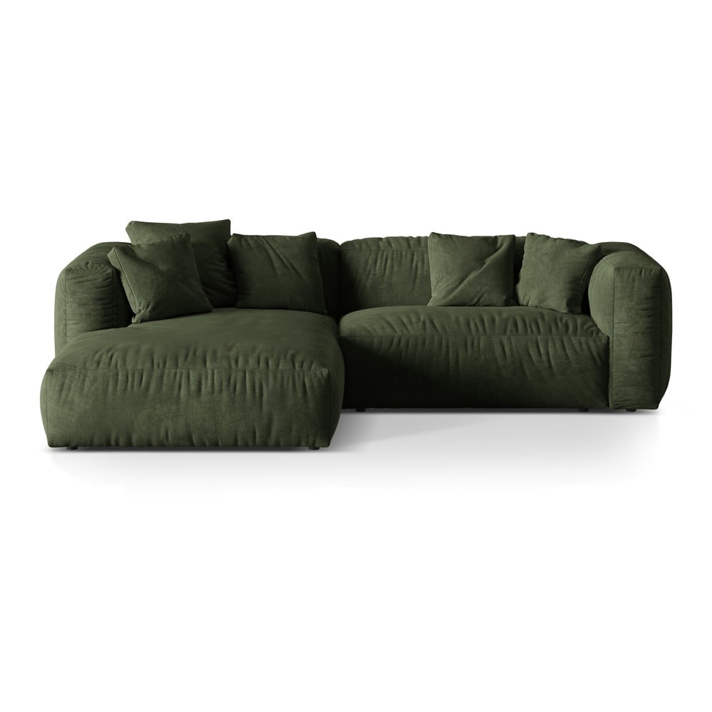 Colțar modular verde cu tapițerie din țesătură bouclé (cu colț pe partea stângă ) Martina – Micadoni Home