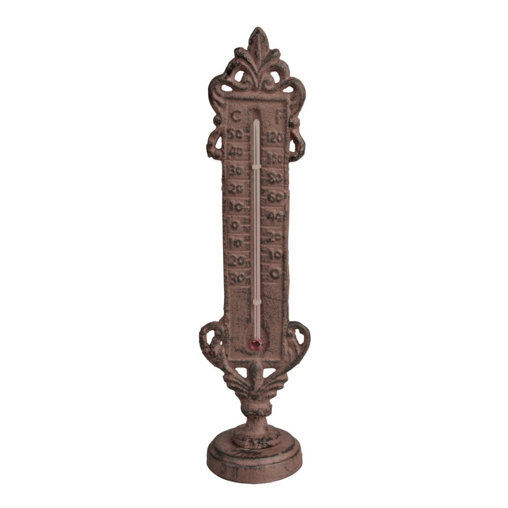 Termometru din fontă cu suport Esschert Design, înălțime 22,4 cm