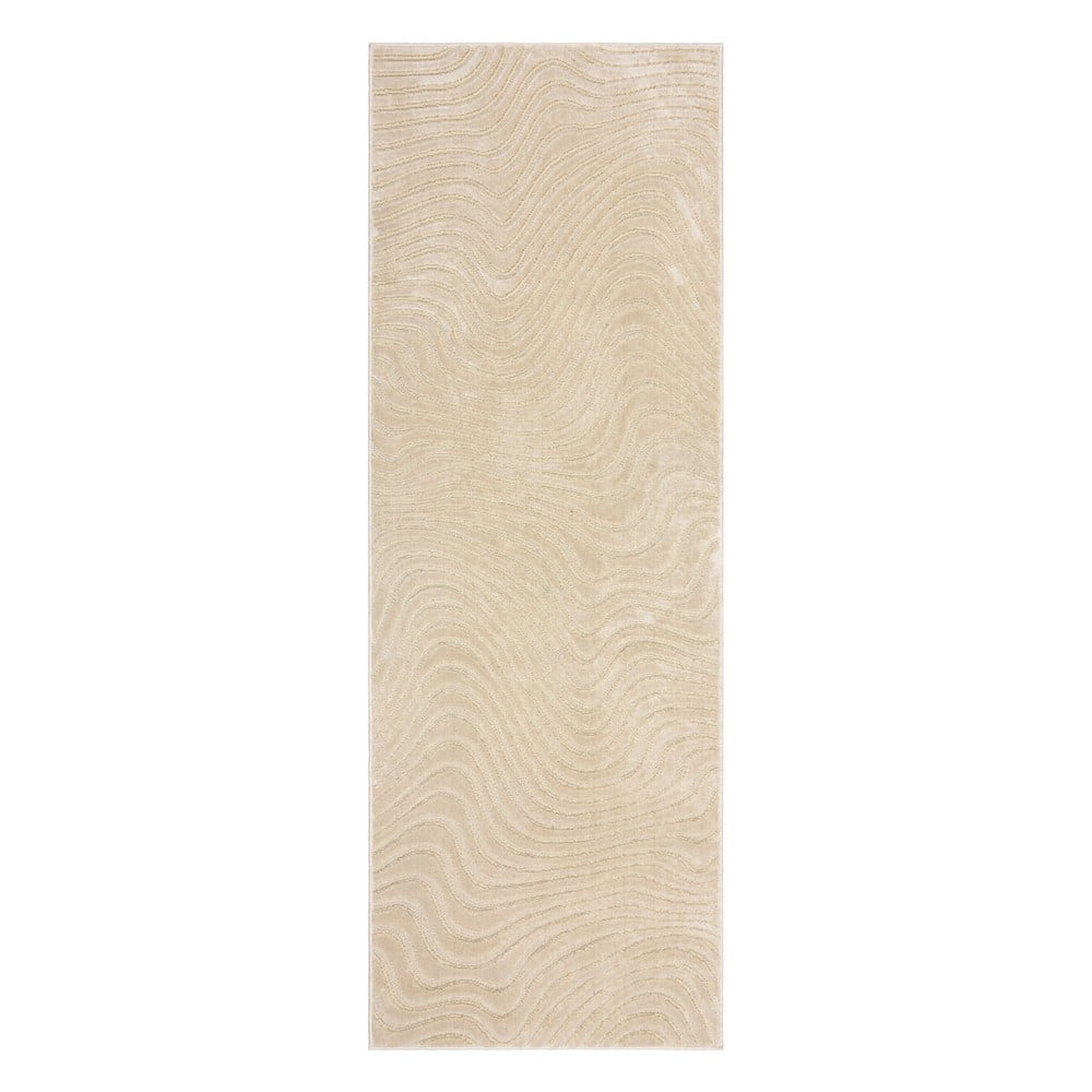 Covor bej tip traversă din lână 80x230 cm channel – flair rugs