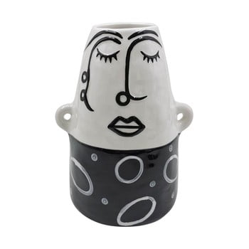 Vază din porțelan mauro ferretti thinking face, negru - alb