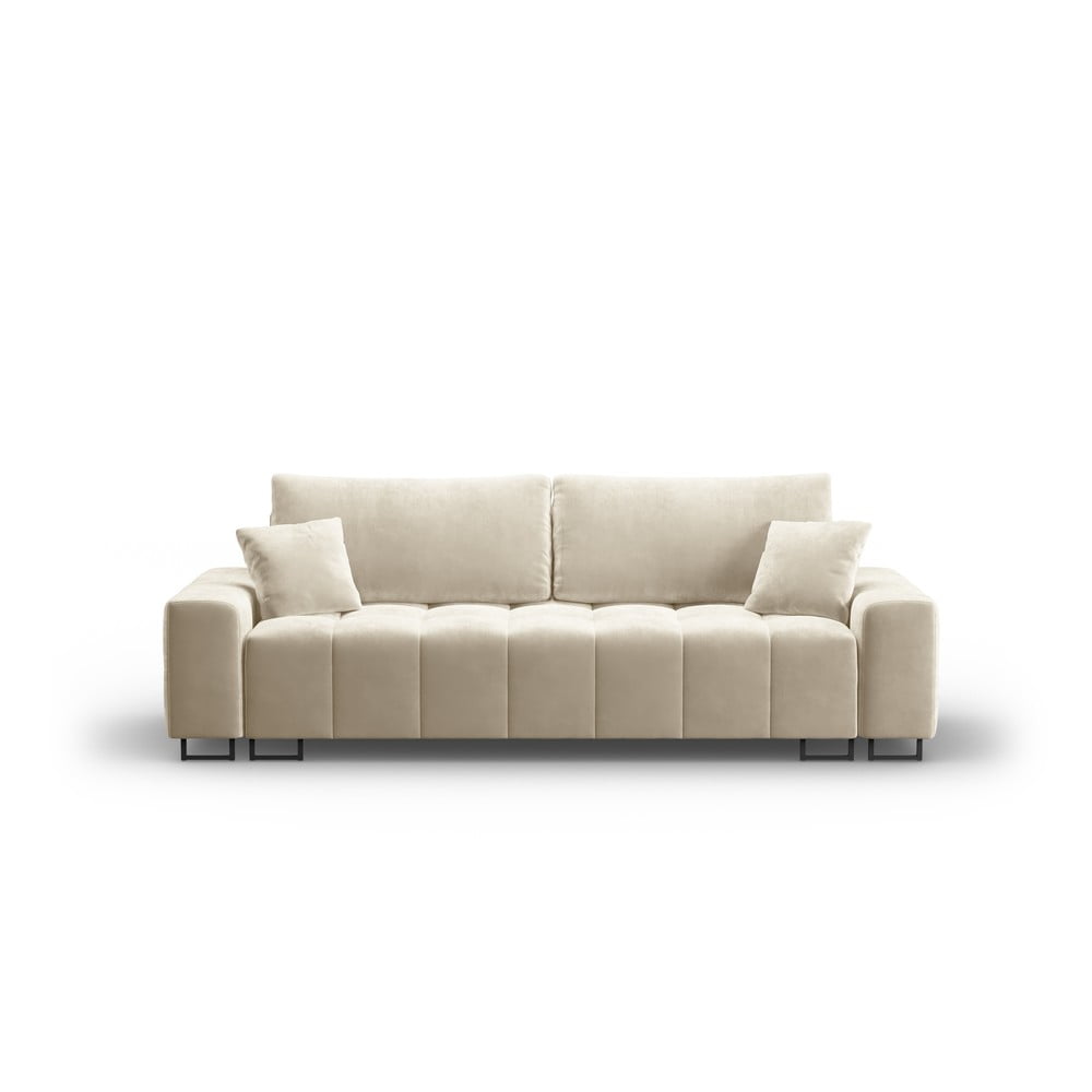 Canapea bej extensibilă/cu spațiu de depozitare cu tapițerie din catifea 250 cm Wicklow – Cosmopolitan Design