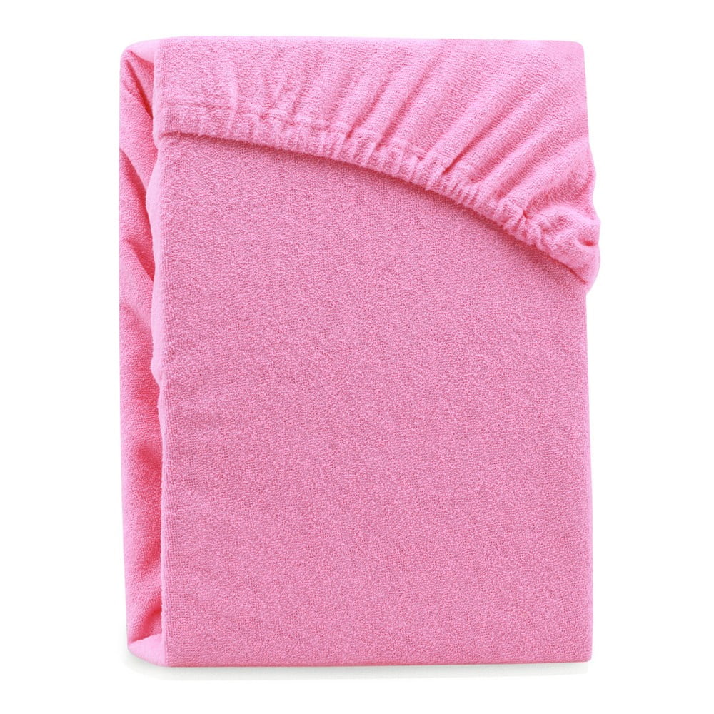 Cearșaf elastic pentru pat dublu AmeliaHome Ruby Siesta, 180-200 x 200 cm, roz bonami.ro