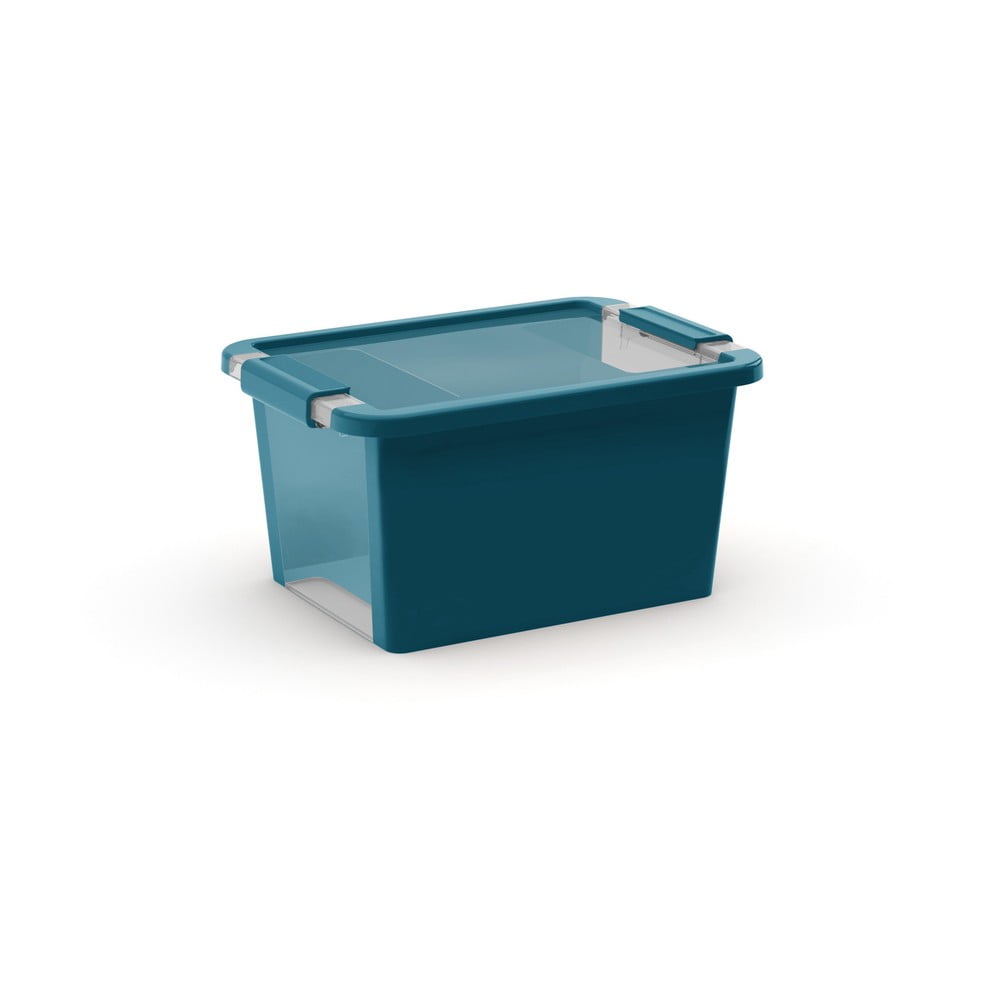 Cutie de depozitare albastru petrol din plastic cu capac 36,5x26x19 cm Bi-Box – KIS