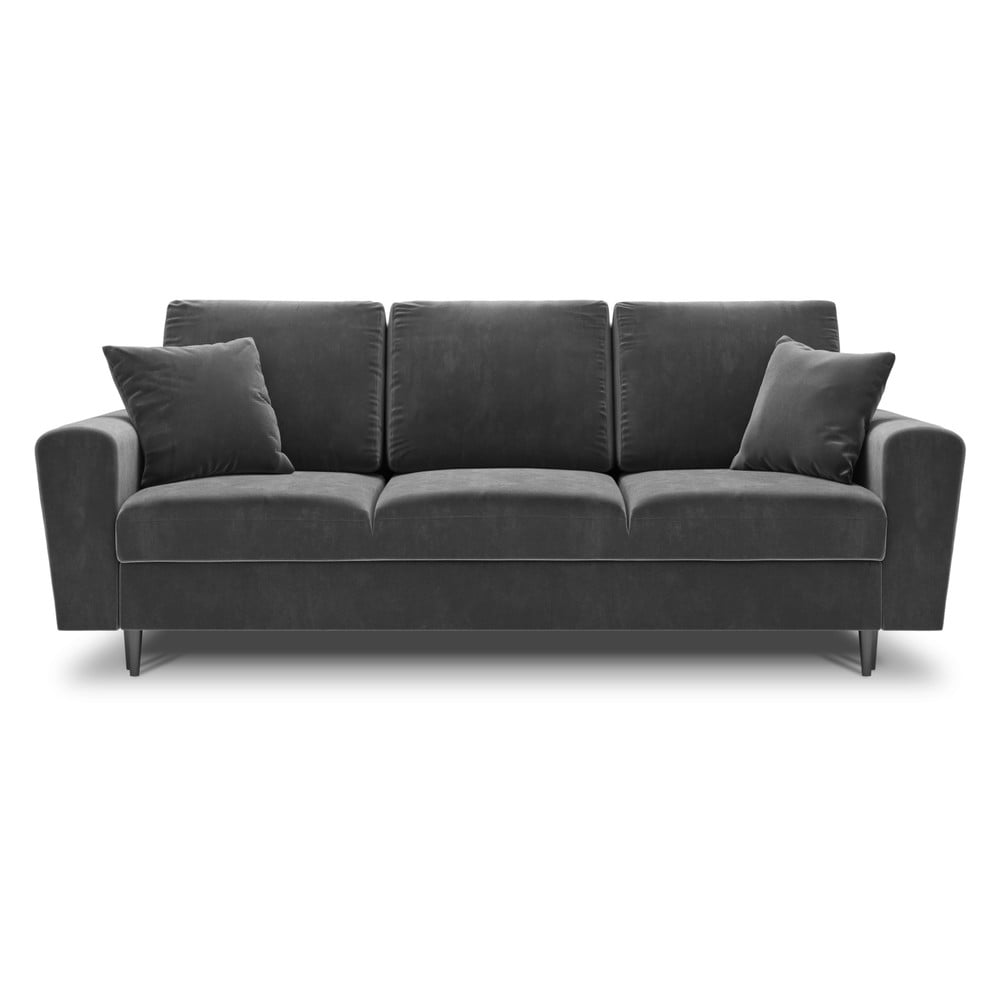 Canapea gri deschis extensibilă, cu spațiu de depozitare cu tapițerie din catifea 235 cm Kyoto – Cosmopolitan Design