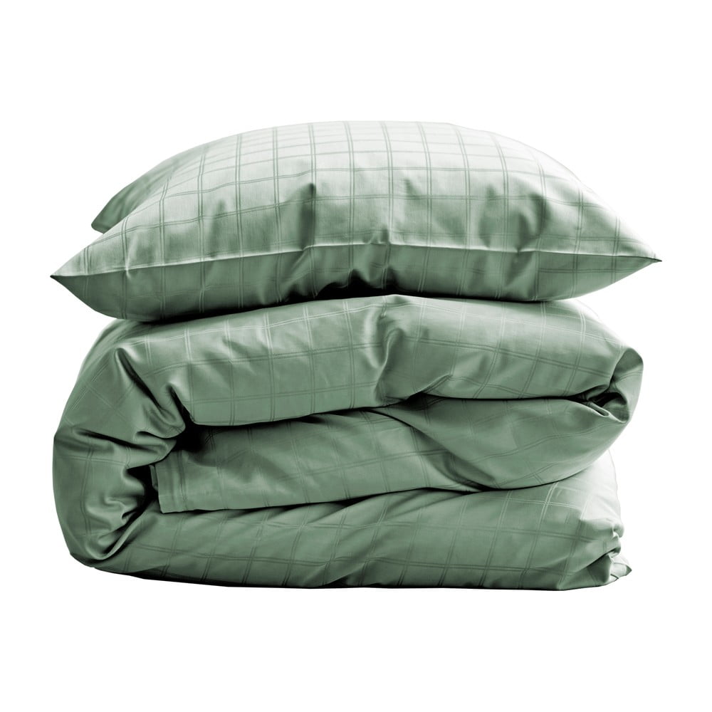 Lenjerie de pat verde/verde-deschis din damasc pentru pat de o persoană 140×200 cm Clear – Södahl 140x200