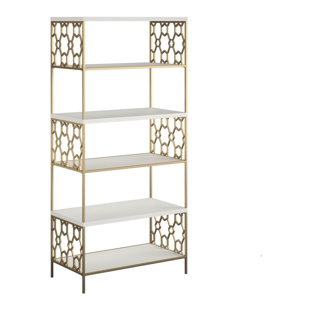 Bibliotecă CosmoLiving by Cosmopolitan Ella, 75 x 160 cm, alb – auriu bonami.ro