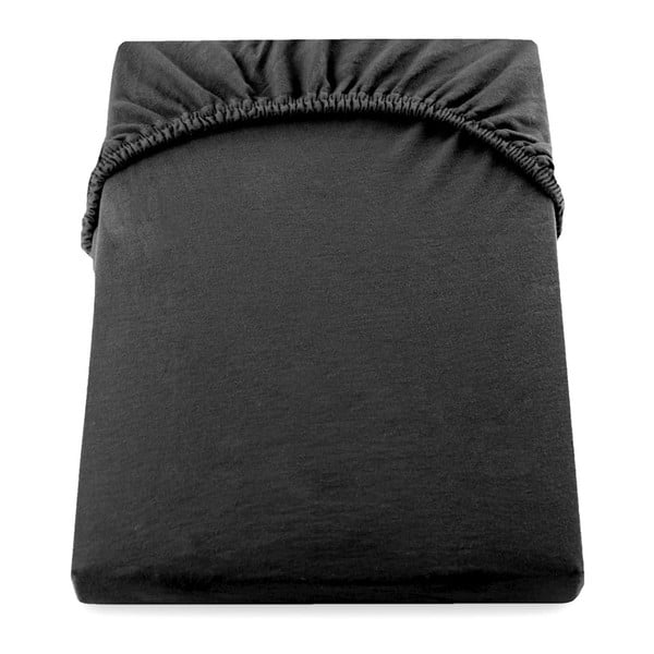 Cearșaf de pat cu elastic DecoKing Nephrite, 180–200 cm, negru