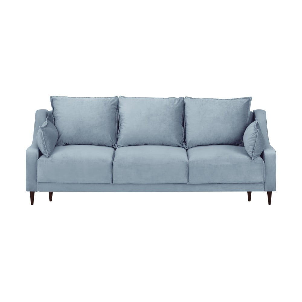 Canapea extensibilă cu 3 locuri și spațiu de depozitare Mazzini Sofas Freesia, albastru deschis, 215 cm 215 imagine noua