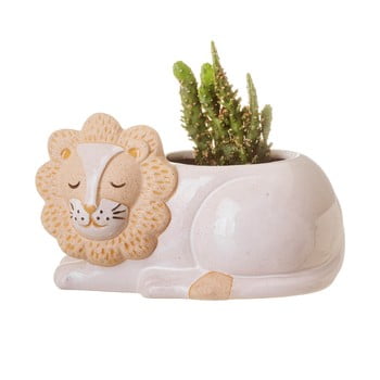 Ghiveci sass & belle leo lion, ø 7 cm, alb - bej