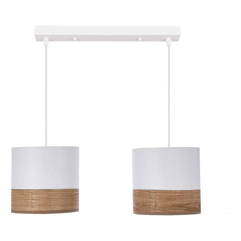 Lustră albă cu furnir și abajur textil ø 15 cm Bianco – Candellux Lighting