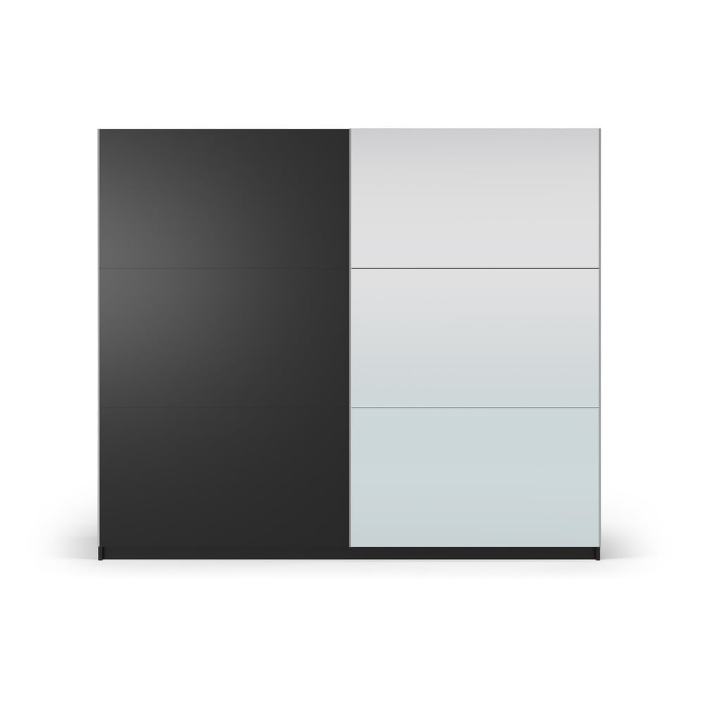  Dulap negru cu oglindă și uși glisante 250x215 cm Lisburn - Cosmopolitan Design 