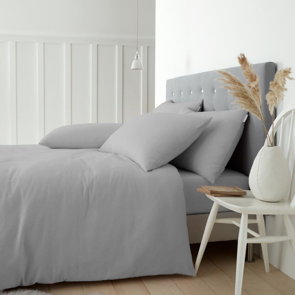 Lenjerie de pat gri din bumbac pentru pat de o persoană 135×200 cm – Catherine Lansfield 135x200 imagine noua
