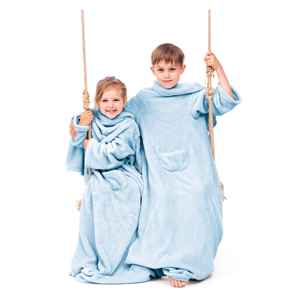 Pătură cu mâneci pentru copii DecoKing Lazykids, albastru deschis Albastru imagine noua somnexpo.ro