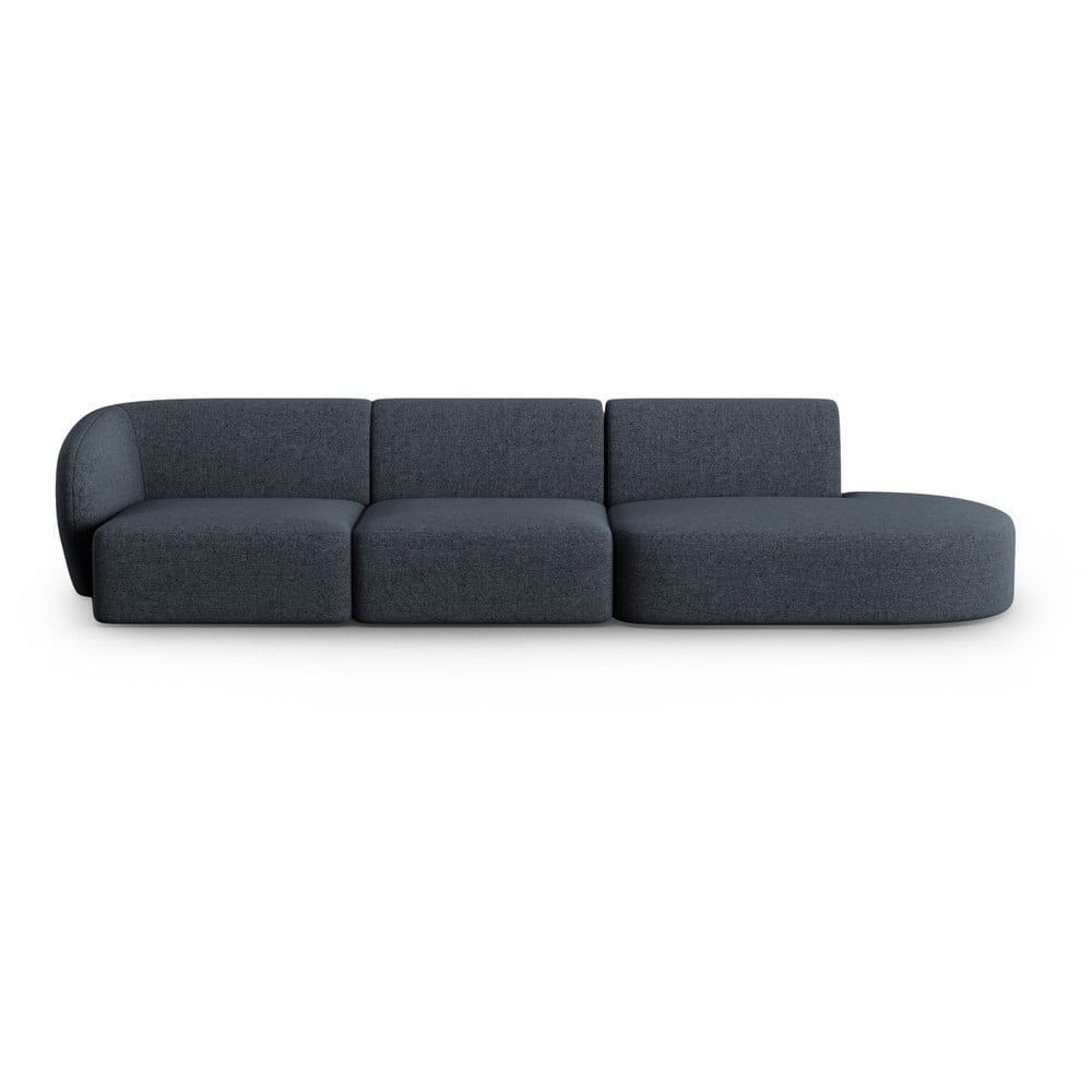 Canapea albastră cu tapițerie din chenille cu colț pe partea stângă 311 cm Paolo – Milo Casa