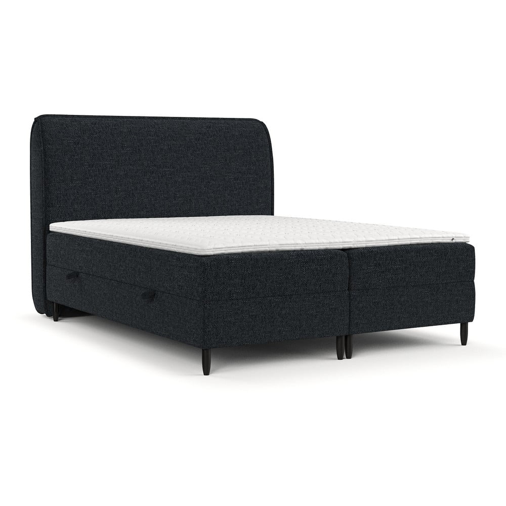 Pat boxspring negru cu spațiu de depozitare 180x200 cm Melba – Maison de Rêve