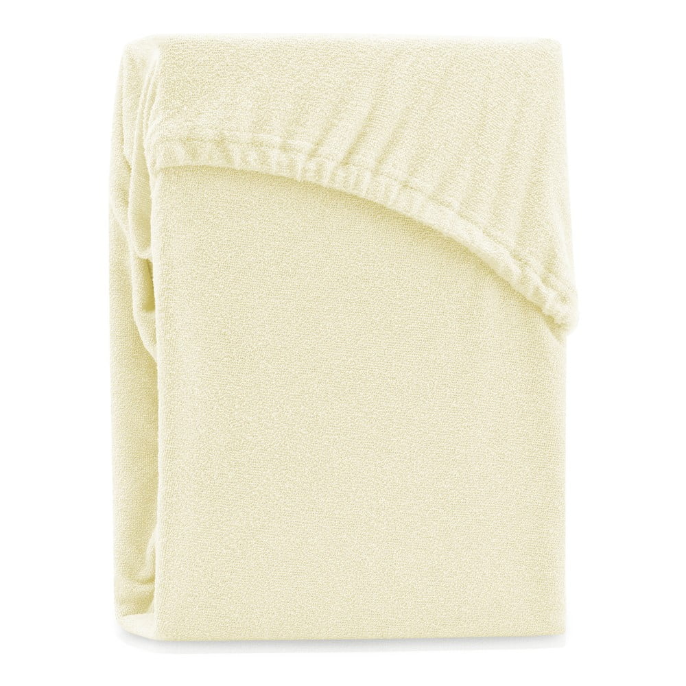 Cearșaf elastic pentru pat dublu AmeliaHome Ruby Siesta, 220-240 x 220 cm, galben deschis AmeliaHome