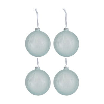 Set 4 globuri din sticlă pentru crăciun j-line xmas, ø 12 cm, alb - albastru
