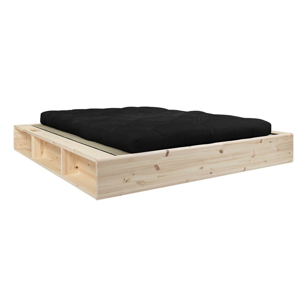 Pat dublu din lemn masiv cu futon negru Comfort și tatami Karup Design, 140 x 200 cm bonami.ro