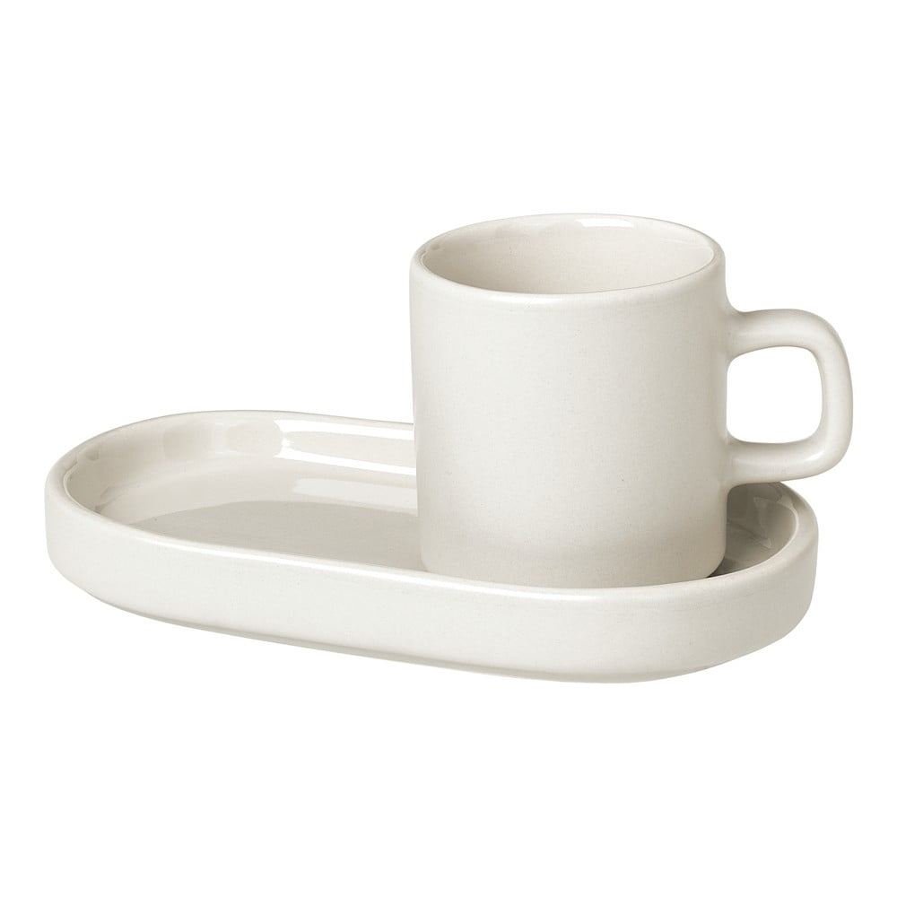 Set 2 cești cu farfurioară pentru espresso din ceramică Blomus Pilar, 50 ml, alb Blomus imagine 2022