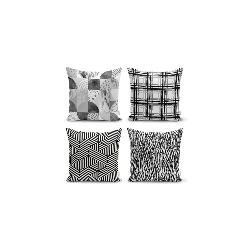 Set 4 fețe de pernă decorative Minimalist Cushion Covers Minimalist Drawing, 45 x 45 cm