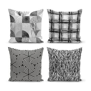 Set 4 fețe de pernă decorative minimalist cushion covers minimalist drawing, 45 x 45 cm