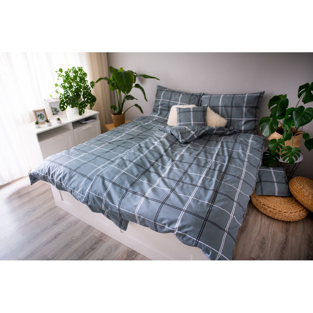 Lenjerie de pat din bumbac pentru pat de o persoană Cotton House Dita, 140 x 200 cm, gri bonami.ro imagine 2022