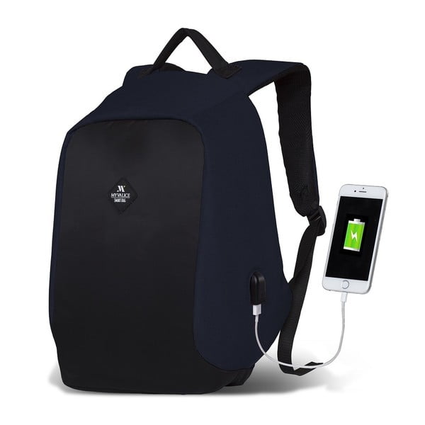 Rucsac cu port USB My Valice SECRET Smart Bag, albastru închis-negru