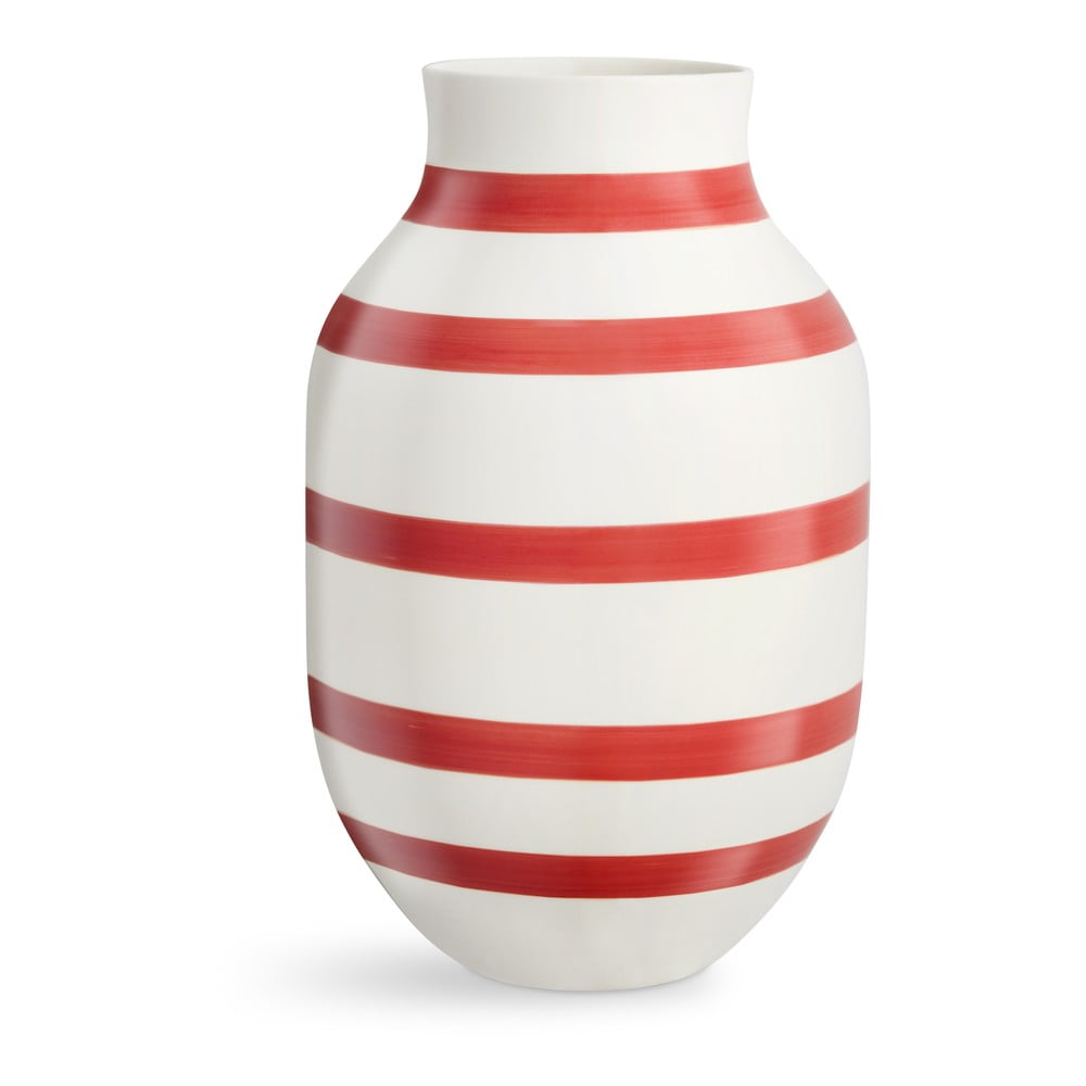 Vază din ceramică cu dungi Kähler Design Omaggio, înălțime 31 cm, alb-roșu bonami.ro pret redus
