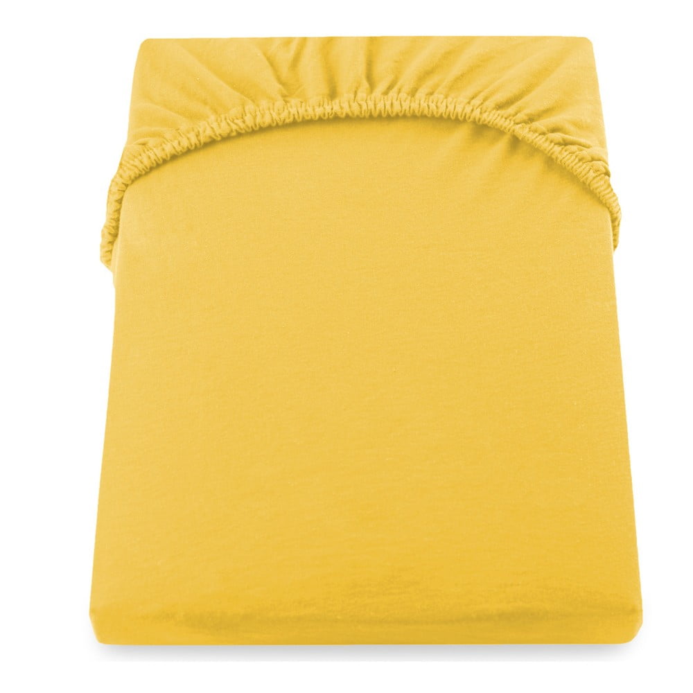 Cearșaf de pat elastic din jerseu DecoKing Amber Collection,180-200 x 200 cm, galben bonami.ro imagine noua