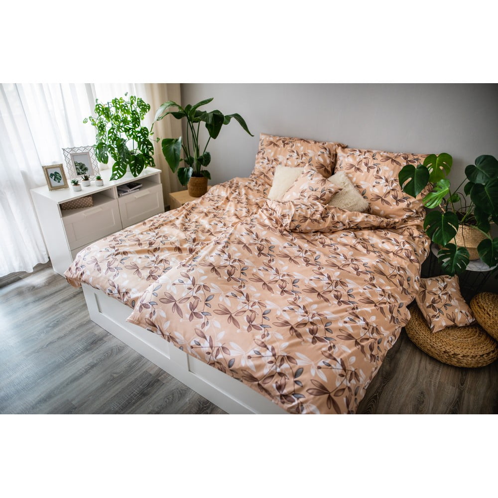 Lenjerie de pat din bumbac satinat Cotton House Brenda, 140 x 200 cm, maro – bej bonami.ro imagine noua