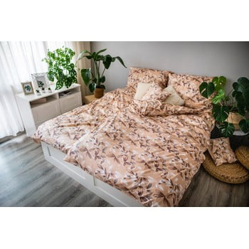 Lenjerie de pat din bumbac satinat cotton house brenda, 140 x 200 cm, maro - bej