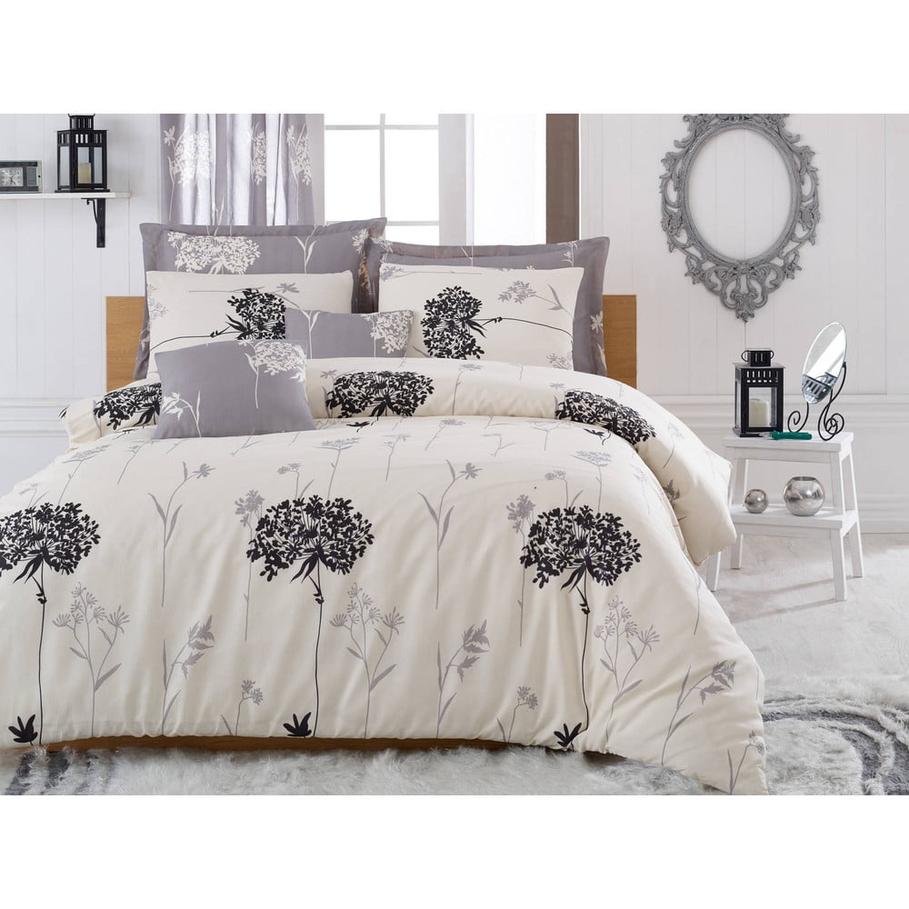 Lenjerie de pat cu cearșaf pentru pat dublu Efil Beige Grey, 200 x 220 cm, gri – bej bonami.ro