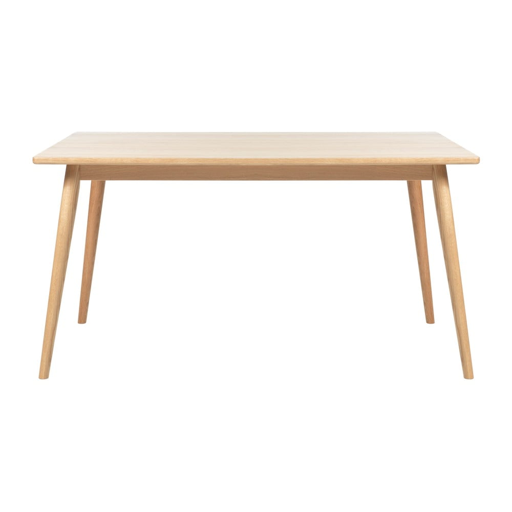 Masă de dining în culoare naturală extensibilă cu blat cu aspect de lemn de stejar 150x90 cm Barrali – Unique Furniture