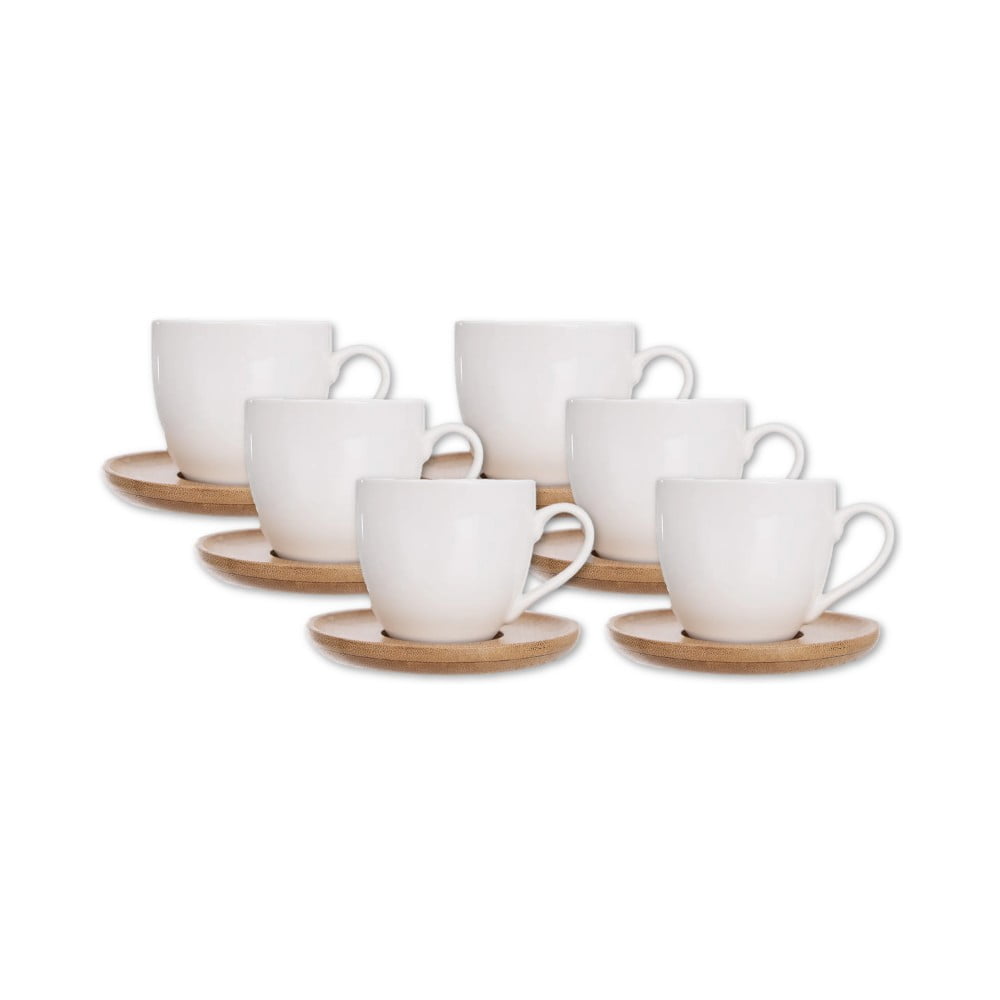 Set de 6 cești din porțelan alb de 125 ml Whiteline - Orion