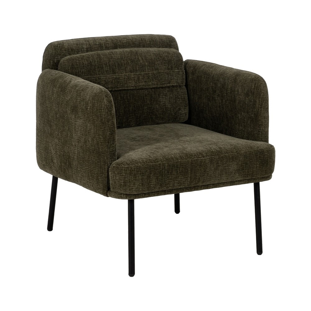 Fotoliu verde cu tapițerie din chenille Bind – Ixia