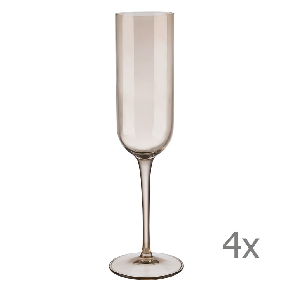 Set 4 pahare pentru șampanie Blomus Fuum, 210 ml, maro transparent