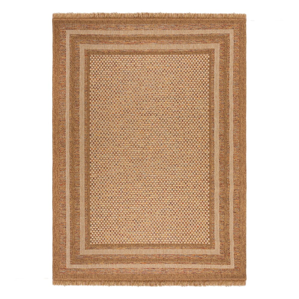 Covor pentru exterior și interior în culoare naturală 200x290 cm Layla Border – Flair Rugs