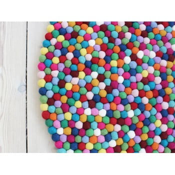 Covor cu bile din lână wooldot ball rugs multi, ⌀ 90 cm