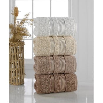 Set 4 prosoape pure cotton brown, 50 x 85 cm