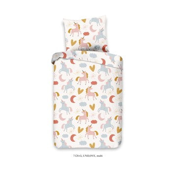 Lenjerie de pat din bumbac pentru copii good morning unicorn, 120 x 150 cm