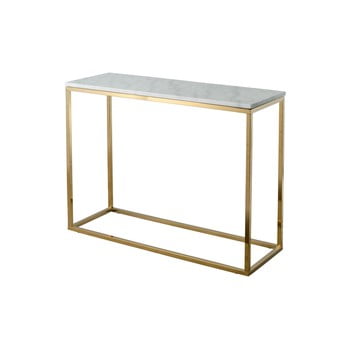 Consolă cu blat din marmură cu structură aurie rge white marble, lungime 100 cm, alb