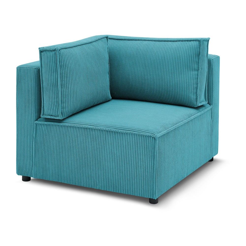 Modul pentru canapea albastru cu tapițerie din catifea reiată (cu colț variabil) – Bobochic Paris