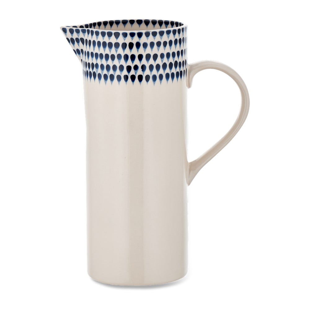 Carafă din gresie nkuku, 1 l, alb - albastru
