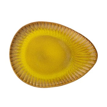 Platou din gresie ceramică bloomingville cala, 34 x 25,5 cm, galben