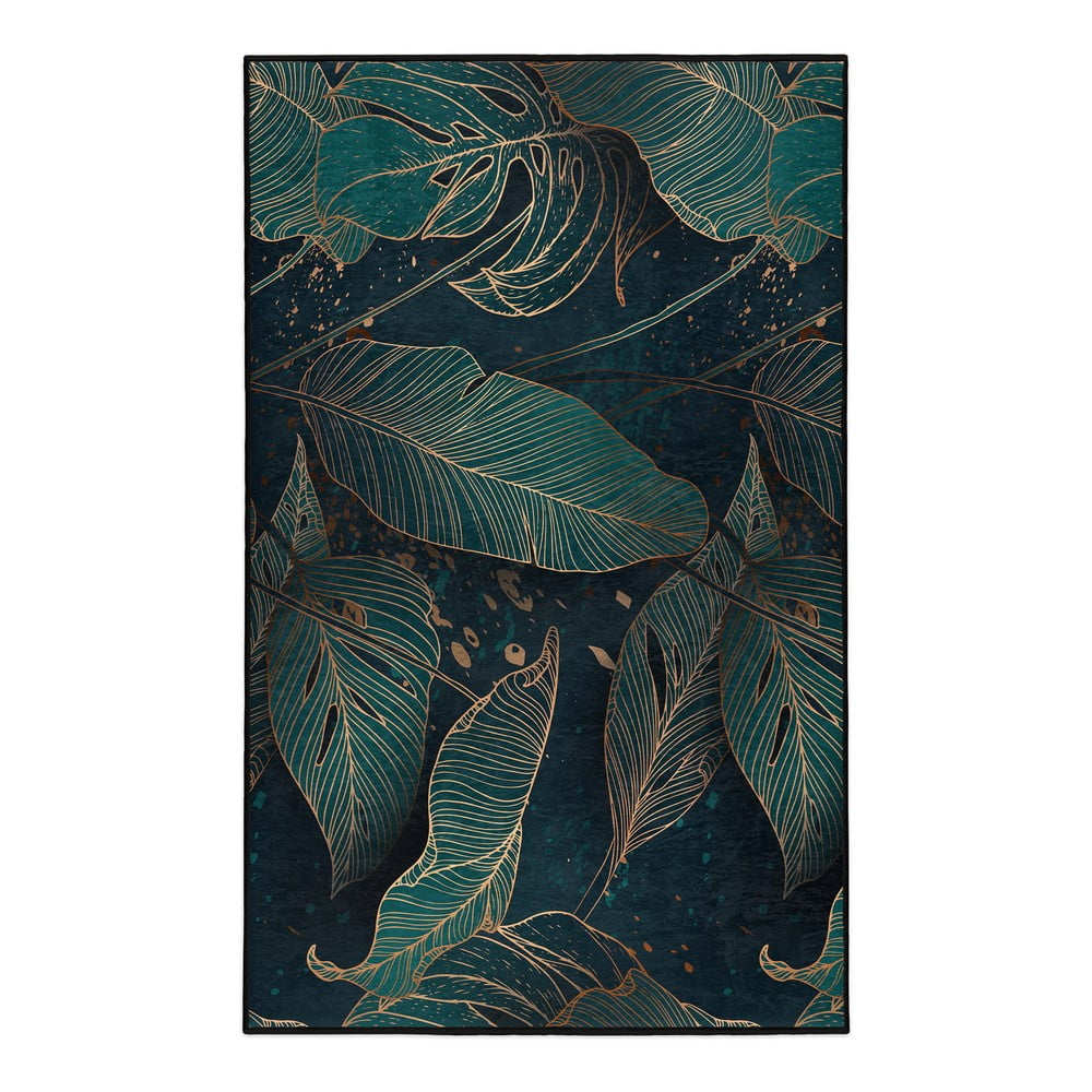 Covor culoare petrol lavabil 120x180 cm Midnight Jungle – Mila Home