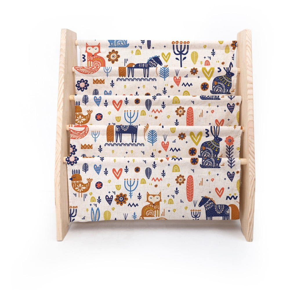 Bibliotecă pentru copii din material textil bej 60×70 cm Nordic – Folkifreckles 60x70