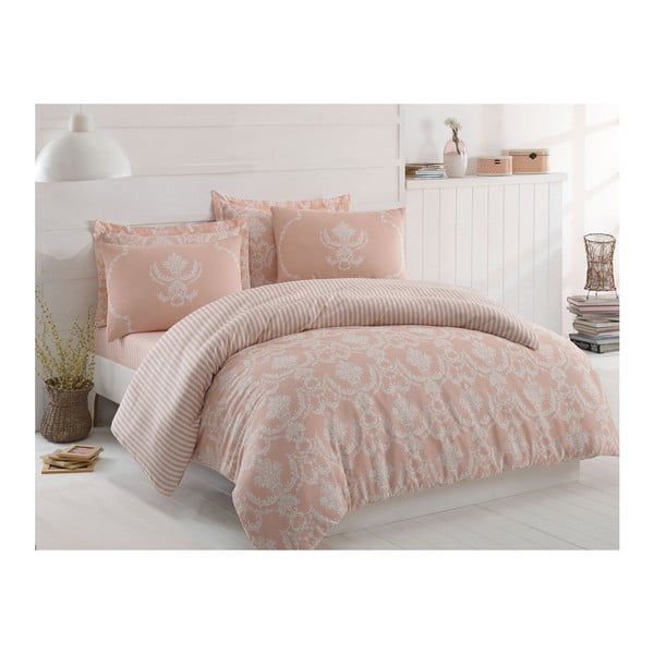Lenjerie de pat cu cearșaf Pure Pink, 200 x 220 cm